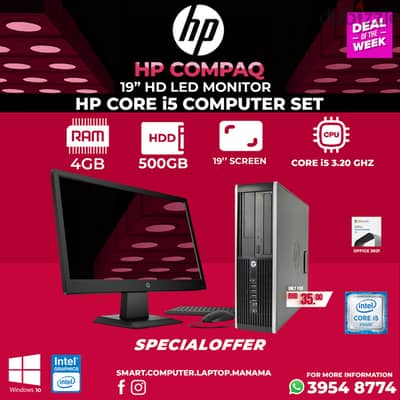 HP Core i5 Computer 4GB Ram 500GB HDD 3.20Ghz 19" HD Monitor Perfect