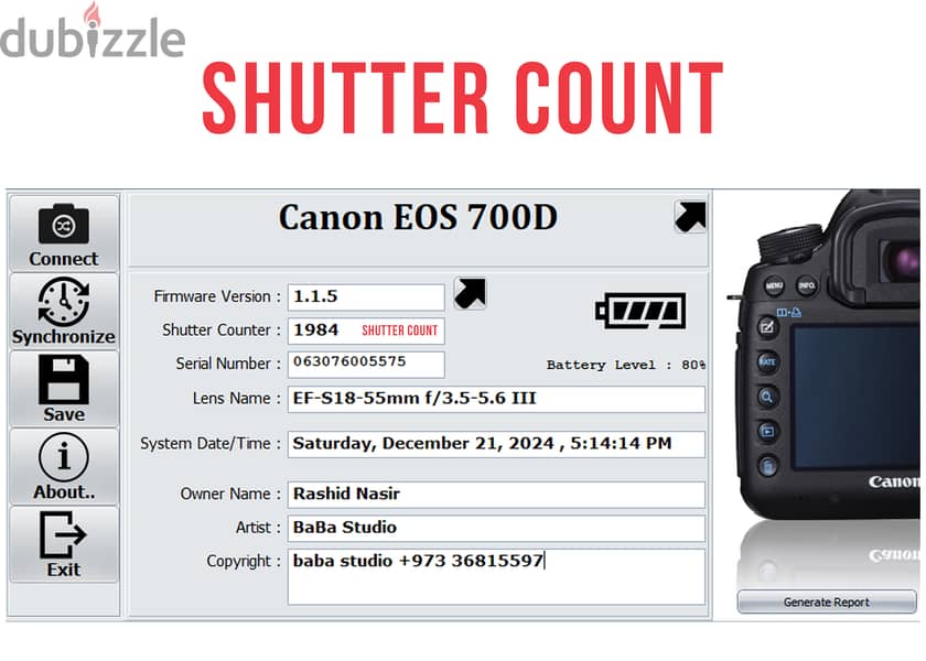 Cannon Eos 700D With 18-55 Lens, All Accessories, battery, Bag, Charge 1