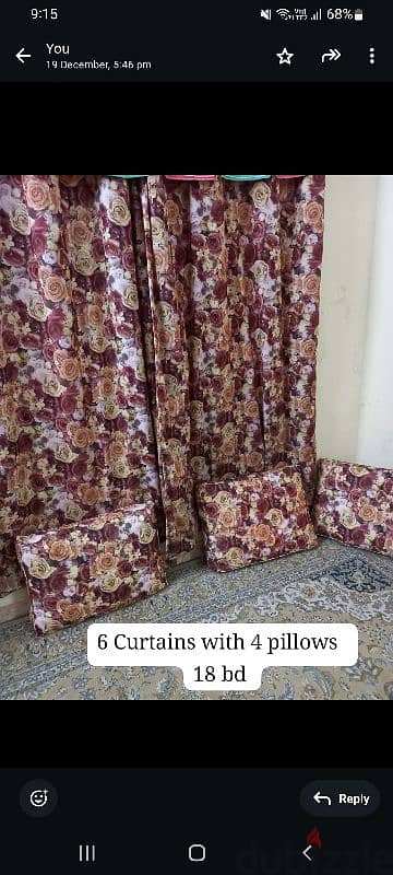 6 curtains with 4 pillows