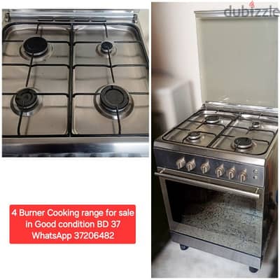 Cooking range 4 burner and other items for sale with Delivery