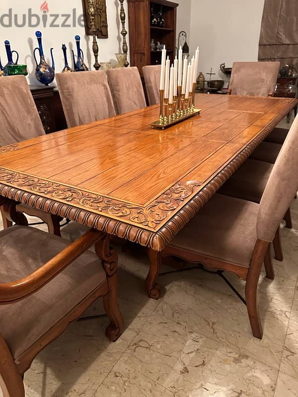 high quality dining table with 12 solid wood chairs 5