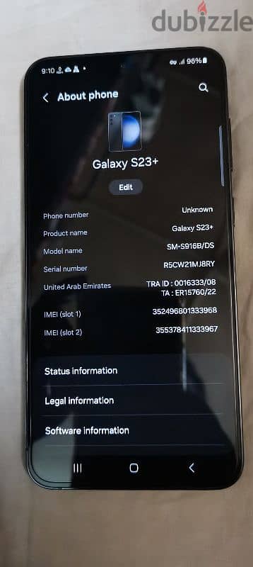 Samsung S23 plus 8/256 gb Phantom black 100% clean 2