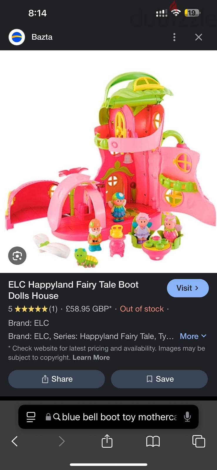 Used ELC Bluebell Boot Children Toy For Sale 3