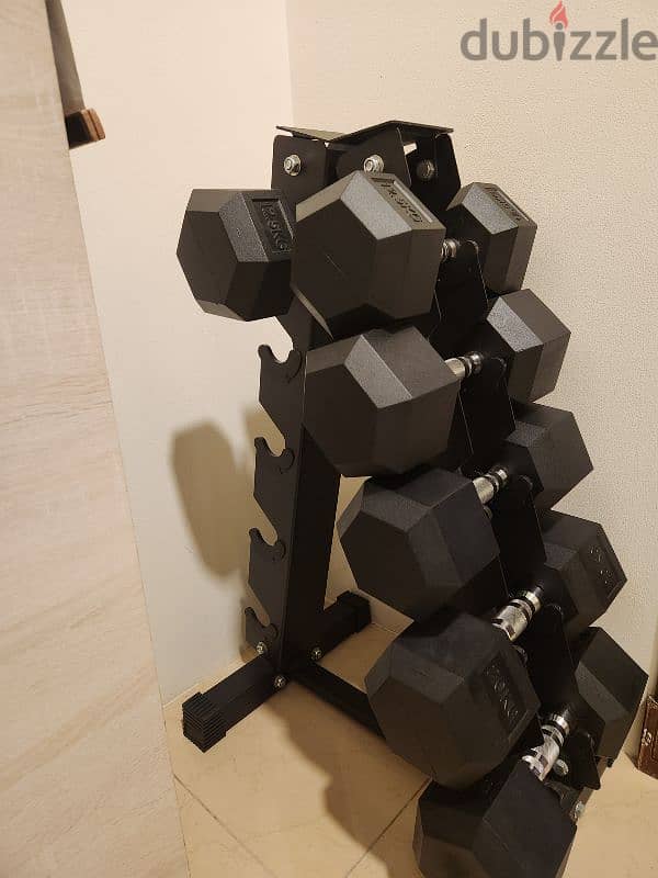 Dumbbells and Dumbblles rack and bench 2