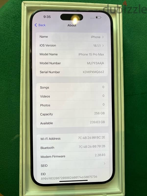 iPhone 15 pro max 256gb 96 battery natural titanium 3