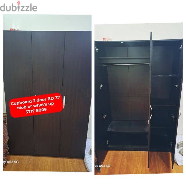 cupboard 2 door with mirror and other household items for sale 17