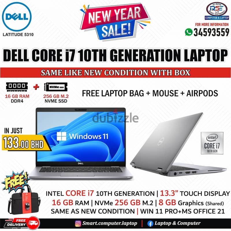 Year End Offer DELL i7 10th Generation 14" Laptop Same as New 16GB RAM 0