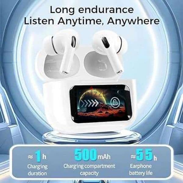 Touch Screen Bluetooth Headset With Screen TWS Active Noise Reduction 1