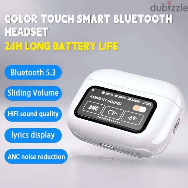 Touch Screen Bluetooth Headset With Screen TWS Active Noise Reduction 3