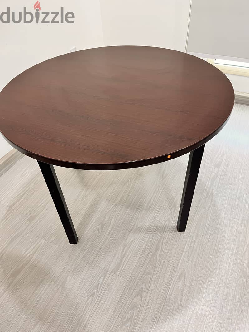 Metal and wood circle tables, custom made 4