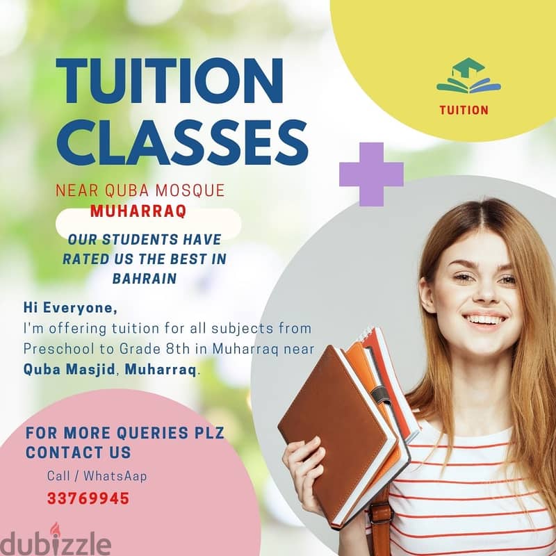 Tuition for Pre-school to Grade 8th in Muharraq 0