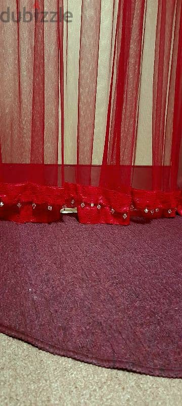 red beautiful double layerd lace curtain 2