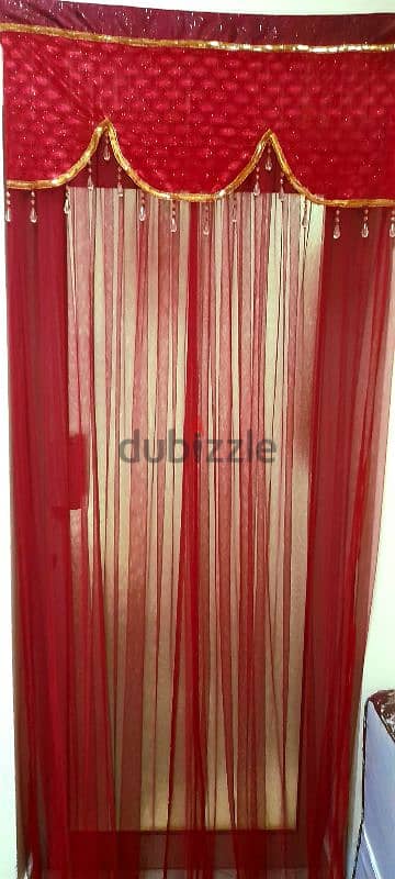 red beautiful double layerd lace curtain 3