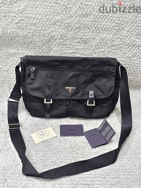 Prada Black Tessuto Nylon Shoulder Bag 0