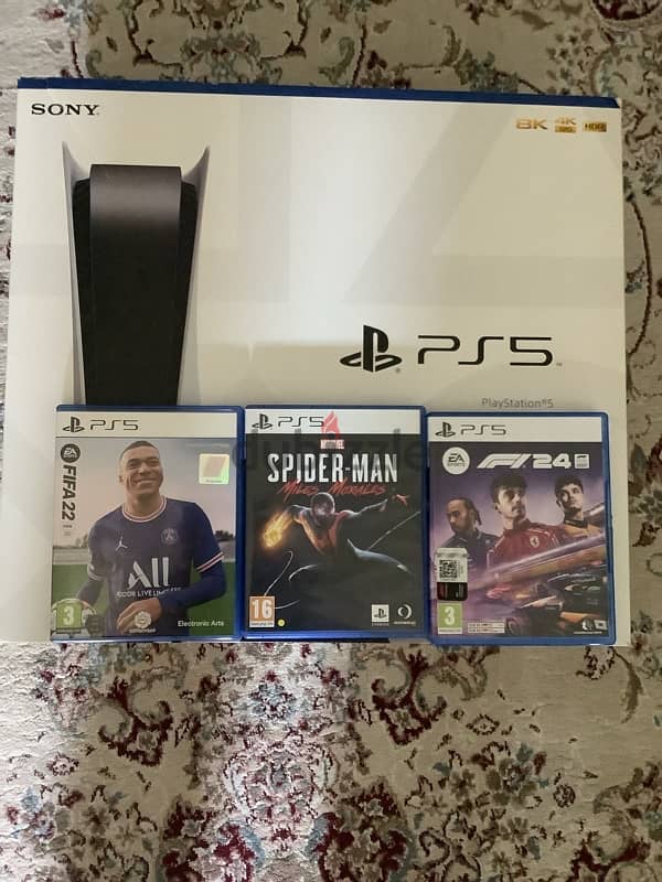 Ps5 used perfect condition with 3 games 0