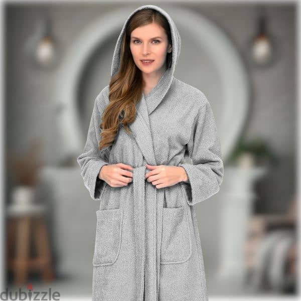 Terry Cloth Bathrobe, Large, Hooded, Pockets, Belt, Brand New, Unisex 6