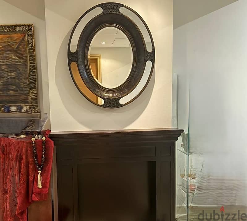 Handmade Chimney Cabinet + Black Oval Mirror – Stunning Set Price 0