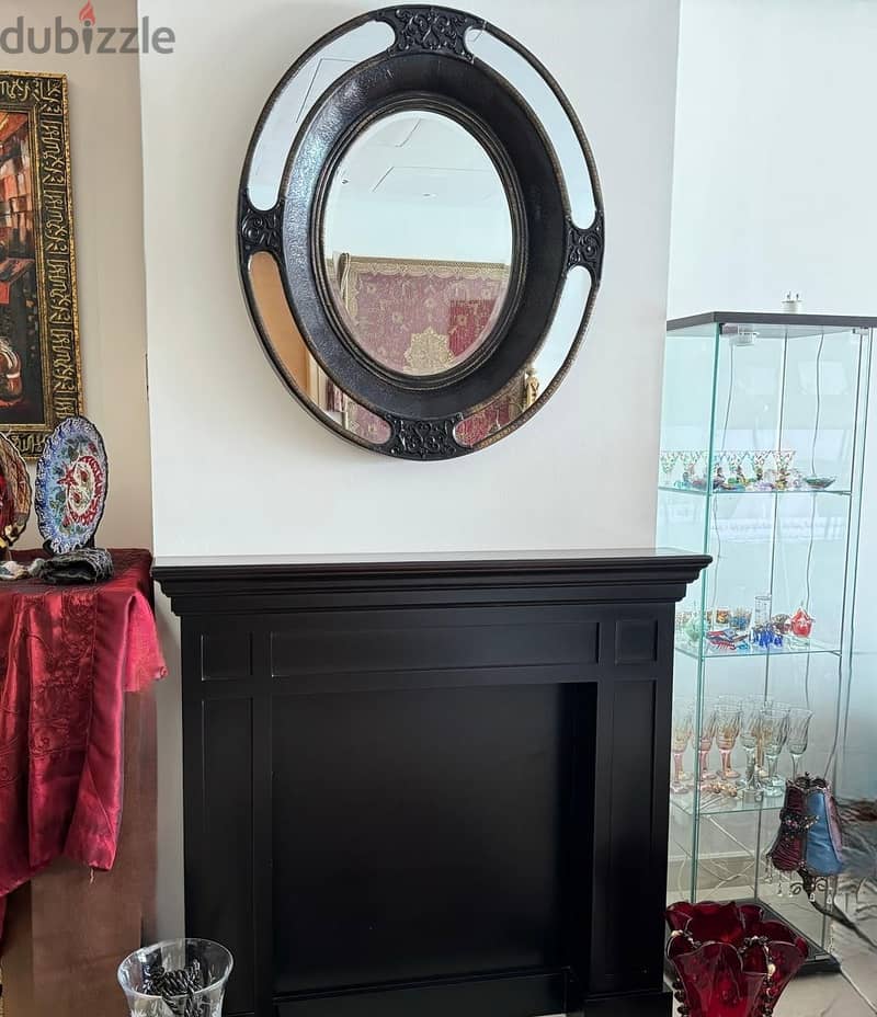 Handmade Chimney Cabinet + Black Oval Mirror – Stunning Set Price 6