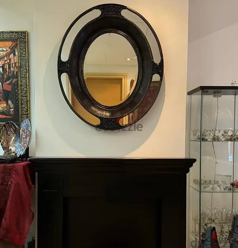 Handmade Chimney Cabinet + Black Oval Mirror – Stunning Set Price 7