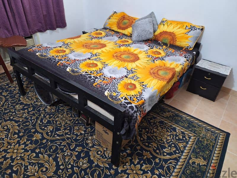 King size bed  with medicated mattress and two side table 0