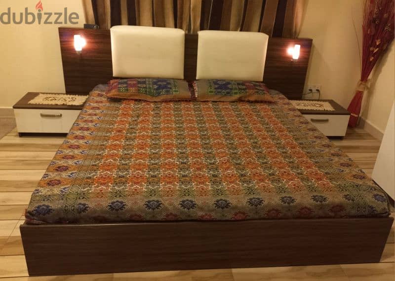 King Size Bed + 2 Night Stand + 21cm Spring Mattress and 2 Side Tables 3