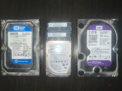 2TB HDD & 500 Gb HDD & 500 gb laptop HDD & 2x4gb ram ddr3L