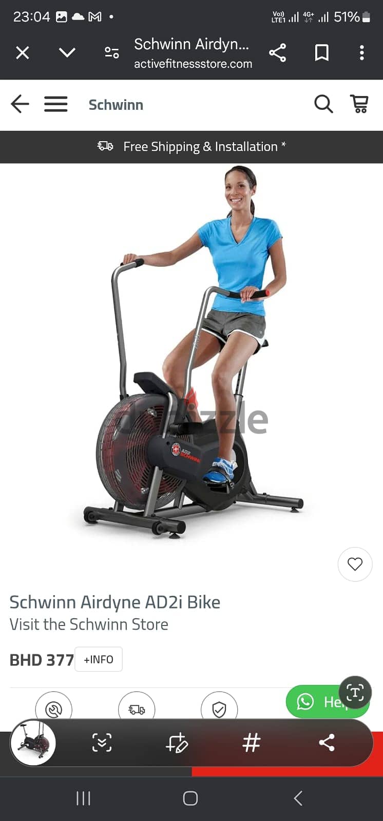 Cardio Air Bike AD2i SCHWINN 6