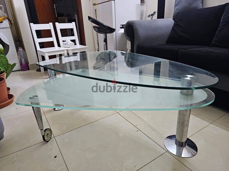 Double Tier Glass Table For Sale 2