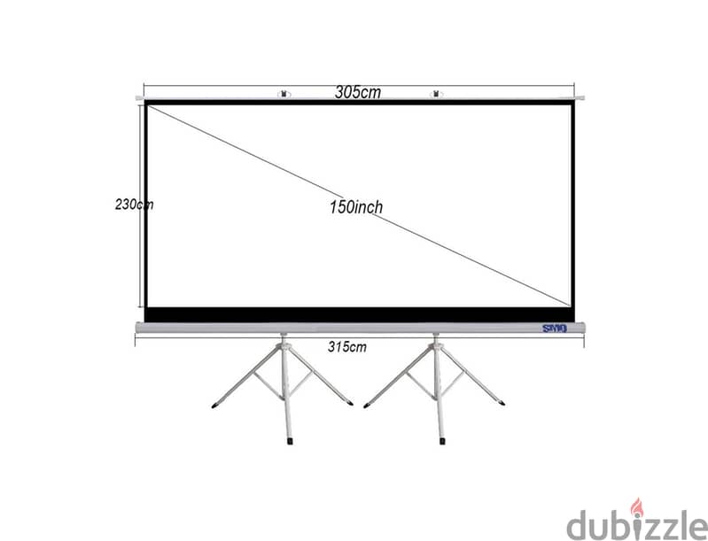 New Box Packed 150"Tripod Projector Screen With Stand & Wall Mounted 0