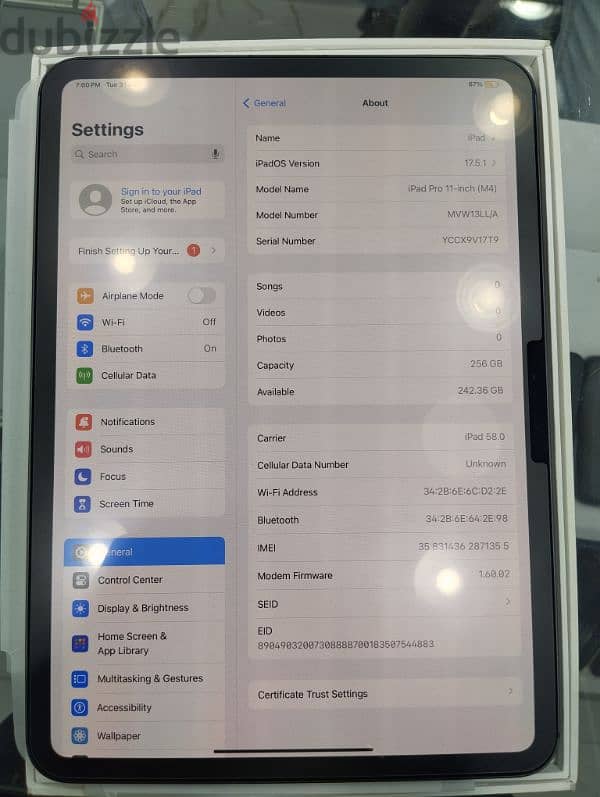 iPad Pro 11 inch M4  256 GB 4