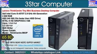 Lenovo Tiny Mini Business Desktop Core I5 4th Gen SSD 240GB Ram 4GB 65 0