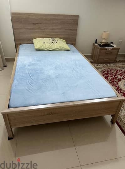 Bed with Mattress & Bedside table