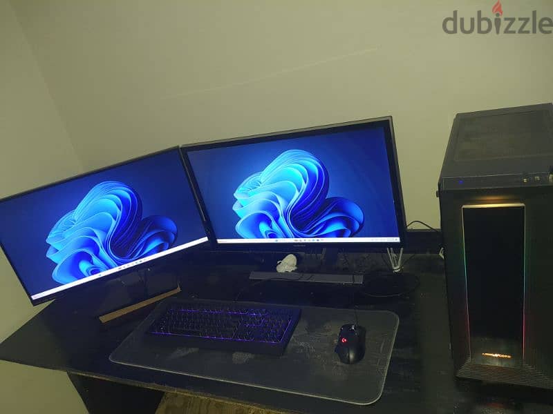 Full Gaming Setup (  Pc + 2 monitors + Mouse + Gaming Cahir + Speaker) 5