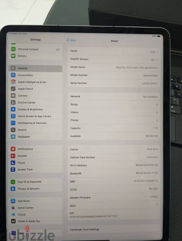 iPad Pro 12.9 5th Generation 1 TB 2