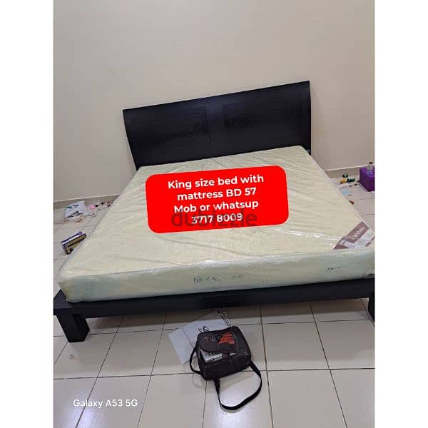 King size bed with mattress cupboard and other household items 4 sale 0