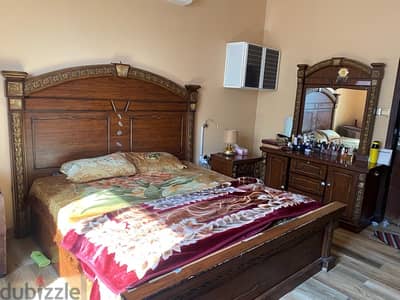 King size Bed with Mattress, Dressing Table, 1 side Table