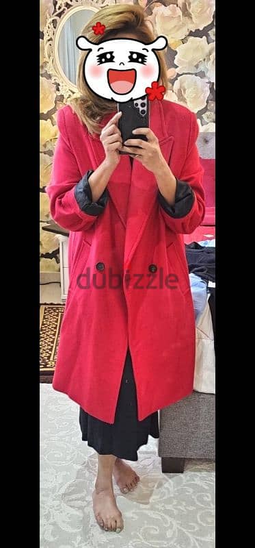 zara soft button coat - Red 4