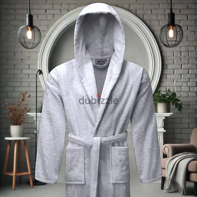 Terry Cloth Bathrobe, Large, Hooded, Pockets, Belt, Brand New, Unisex