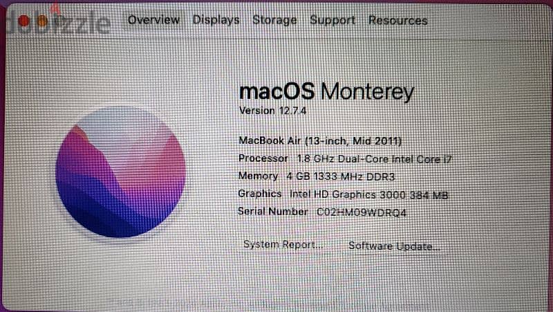 Macbook Air i7 4gb Ram 128ssd 5