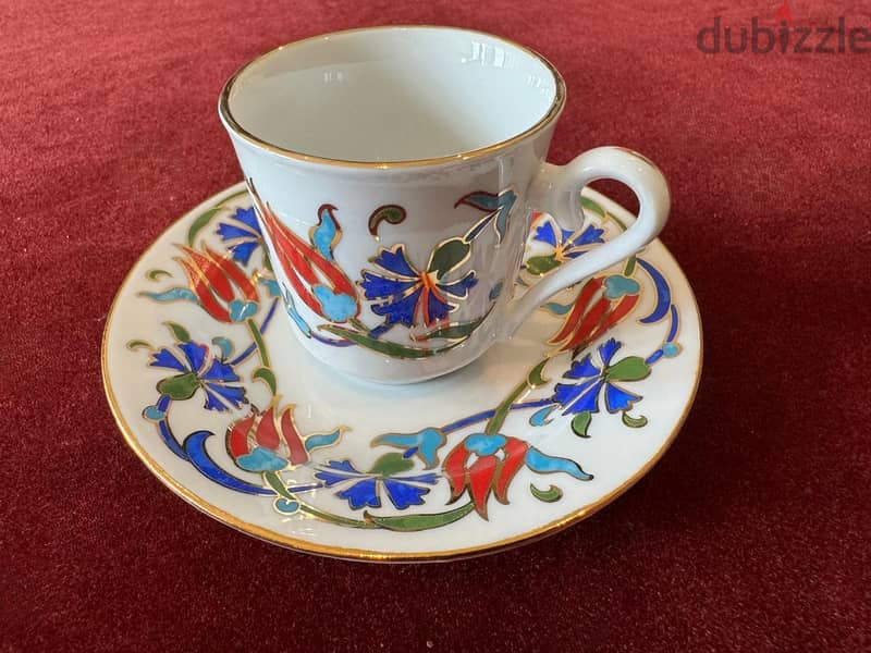 2 New Sets coffee Cups Kutahya Turkish Porcelain– Collectible Handmade 0