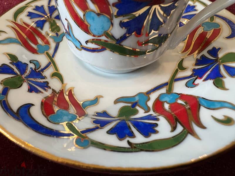 2 New Sets coffee Cups Kutahya Turkish Porcelain– Collectible Handmade 2