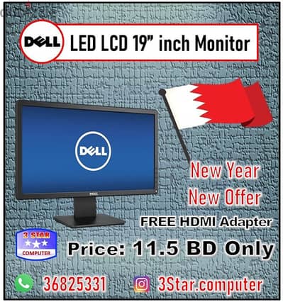 Dell 19"HD Widescreen Monitor FREE HDMI Adapter Just in 11.5 BHD