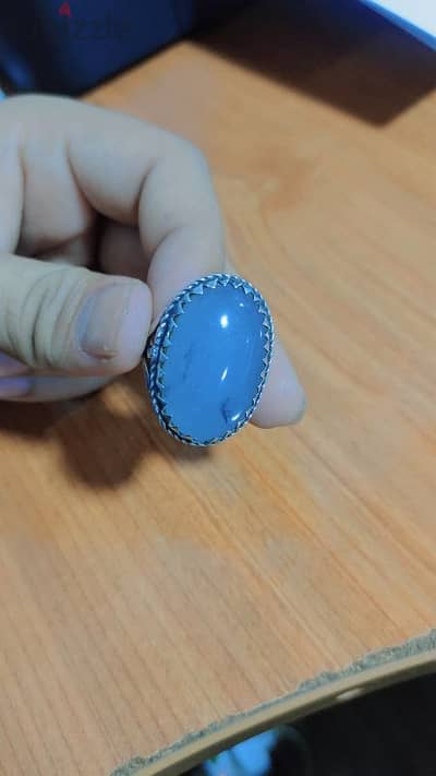 Blue Calcedonia stone with sliver ring