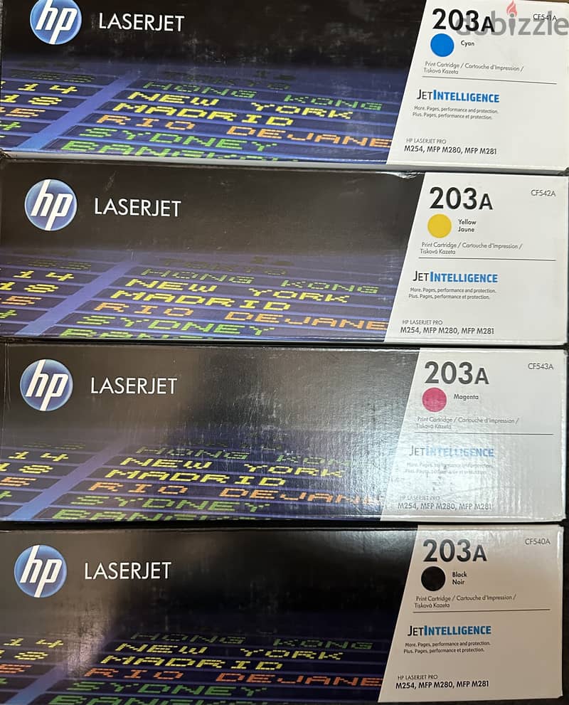 HP Laserjet Toner Catriage 203A BLACK, BLUE, MAGENTA & YELLOW 0