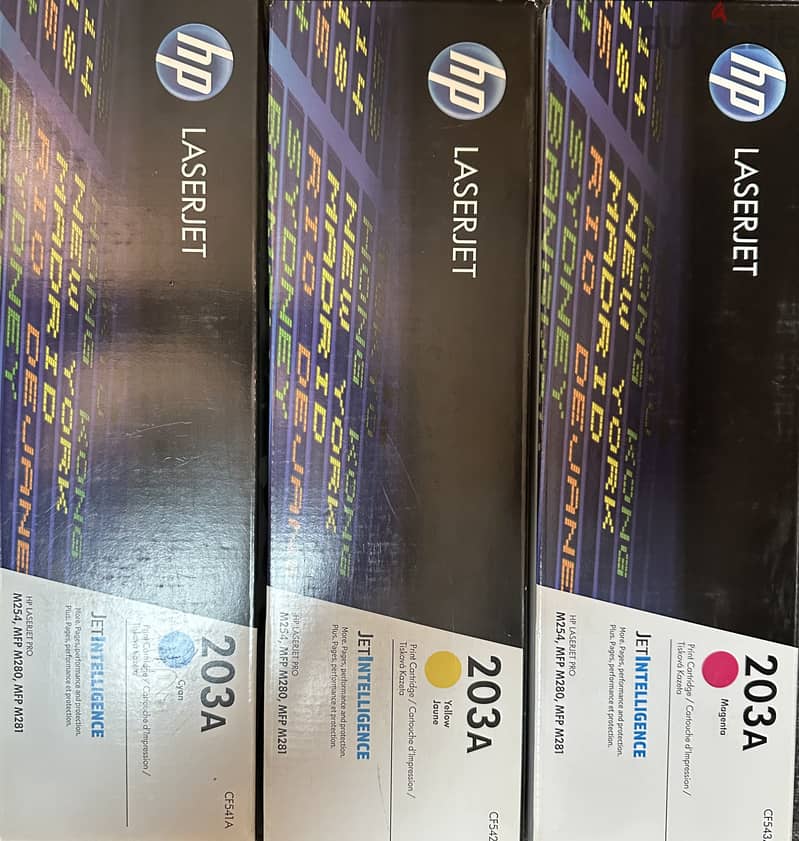 HP Laserjet Toner Catriage 203A BLACK, BLUE, MAGENTA & YELLOW 1