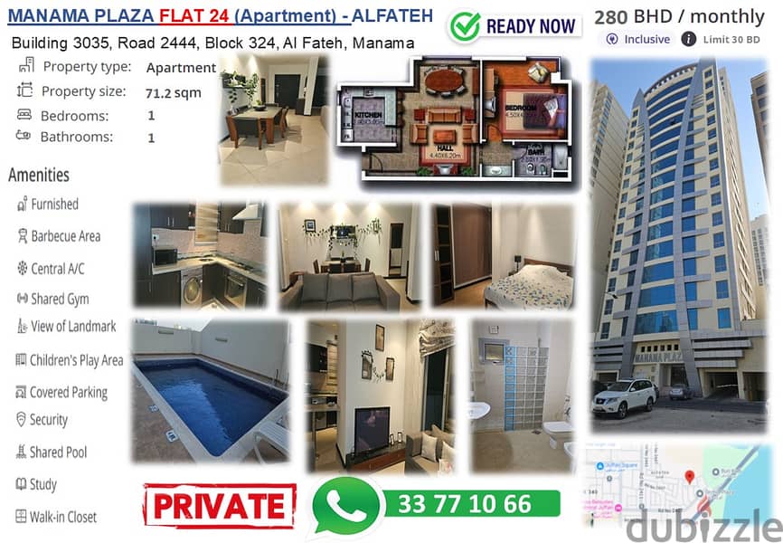 Beautiful 1 bedroom flat , 1 Bathroom, furnished , EWA limit 30 BD, 19