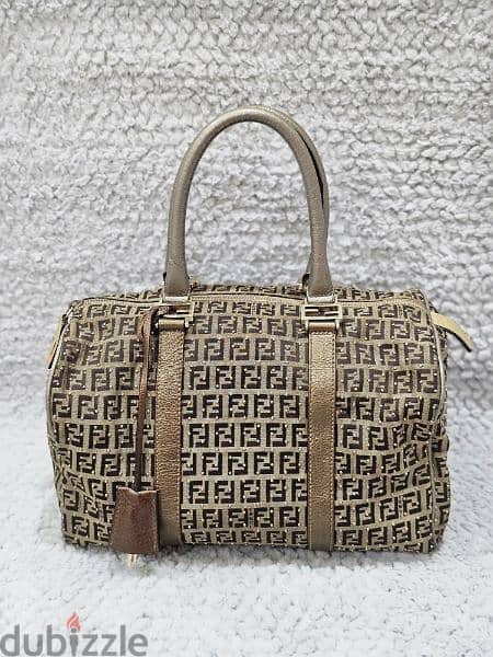 Fendi Studded Zucchino Boston Bag w/ Tags 1