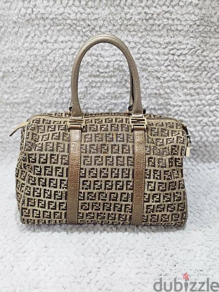 Fendi Studded Zucchino Boston Bag w/ Tags 2