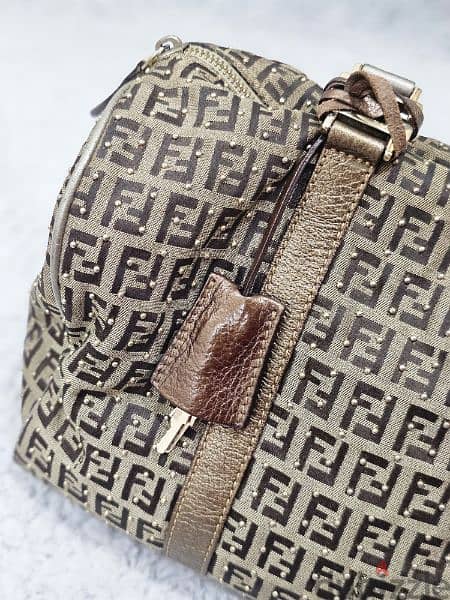 Fendi Studded Zucchino Boston Bag w/ Tags 13