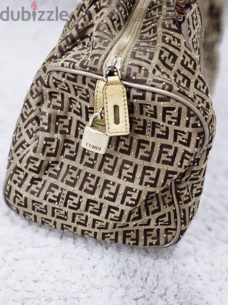 Fendi Studded Zucchino Boston Bag w/ Tags 18